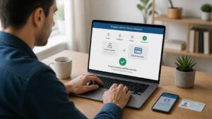 Αιτών εκδίδει online κάρτα ανεργίας ΔΥΠΑ μέσω ψηφιακής υπηρεσίας σε υπολογιστή.