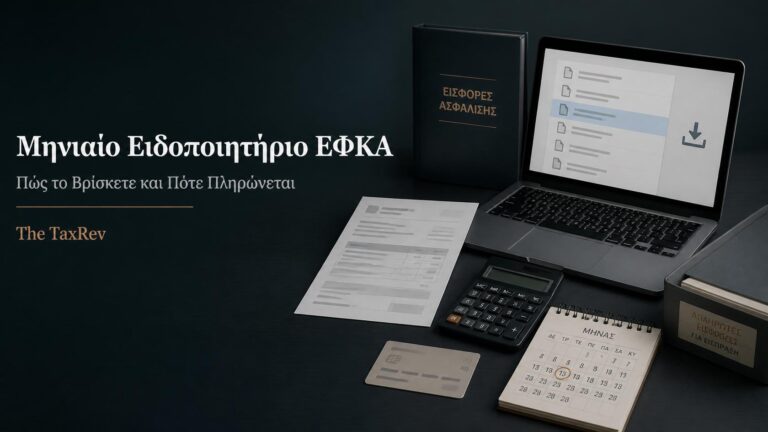 Μηνιαίο ειδοποιητήριο εισφορών ΕΦΚΑ μη μισθωτών με ηλεκτρονική αναζήτηση, προθεσμία πληρωμής και οφειλή προς το ΚΕΑΟ.