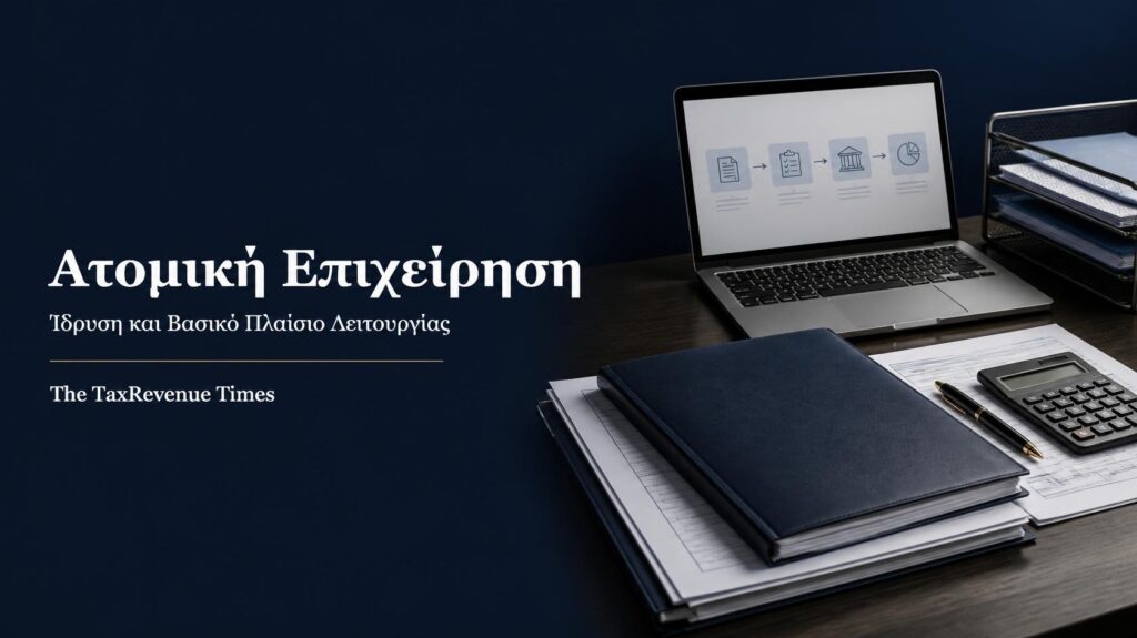 Επαγγελματικός φάκελος και οργανωμένα έγγραφα για την ίδρυση και λειτουργία ατομικής επιχείρησης.