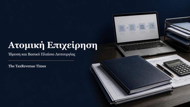 Επαγγελματικός φάκελος και οργανωμένα έγγραφα για την ίδρυση και λειτουργία ατομικής επιχείρησης.