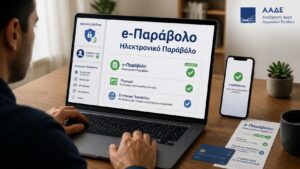 Πολίτης εκδίδει ηλεκτρονικό παράβολο με κωδικούς Taxisnet μέσω ασφαλούς υπηρεσίας της ΑΑΔΕ.