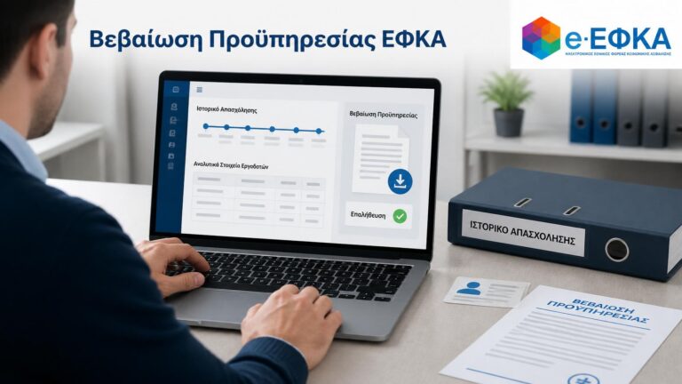 Μισθωτός εκδίδει ηλεκτρονικά βεβαίωση προϋπηρεσίας μέσω της υπηρεσίας e-ΕΦΚΑ.