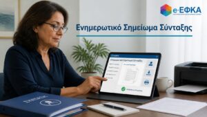 Συνταξιούχος βρίσκει και εκτυπώνει ηλεκτρονικά το ενημερωτικό σημείωμα σύνταξης από τον e-ΕΦΚΑ.