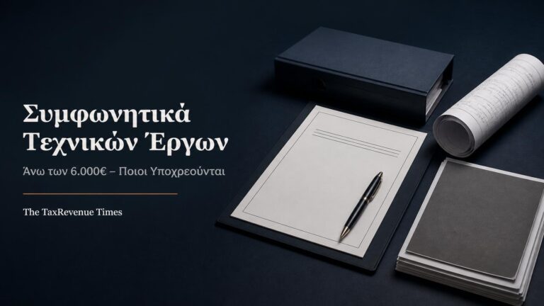 Συμφωνητικό τεχνικού έργου, αρχιτεκτονικό σχέδιο και οργανωμένος φάκελος για έργα αξίας άνω των 6.000 ευρώ.