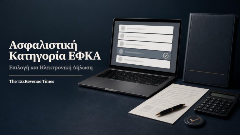 Επιλογή ασφαλιστικής κατηγορίας ΕΦΚΑ με ηλεκτρονική δήλωση, πίνακα κατηγοριών και υπολογισμό ασφαλιστικών εισφορών.