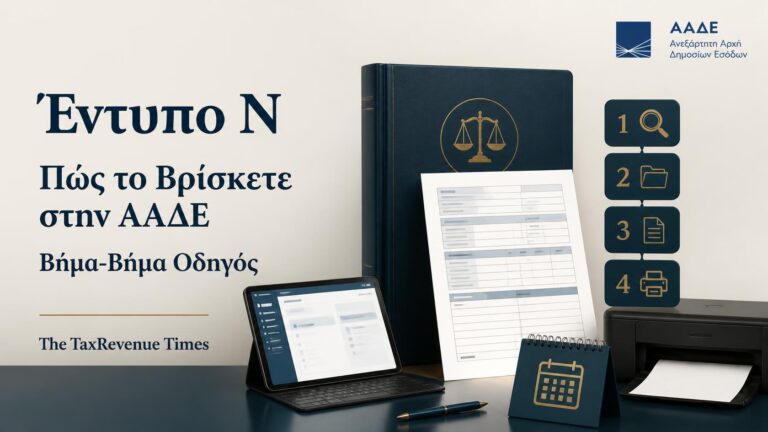 Έντυπο Ν και οδηγός για το πώς βρίσκετε τη δήλωση φορολογίας νομικών προσώπων στην εφαρμογή της ΑΑΔΕ.