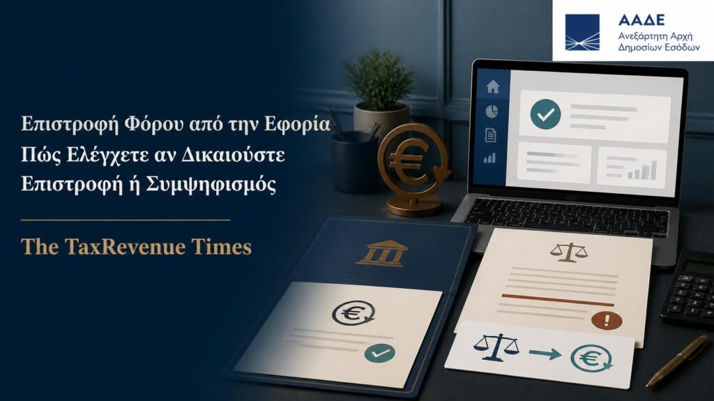 Έλεγχος επιστροφής φόρου από την εφορία, πιθανός συμψηφισμός με οφειλές και online ενημέρωση μέσω ΑΑΔΕ.