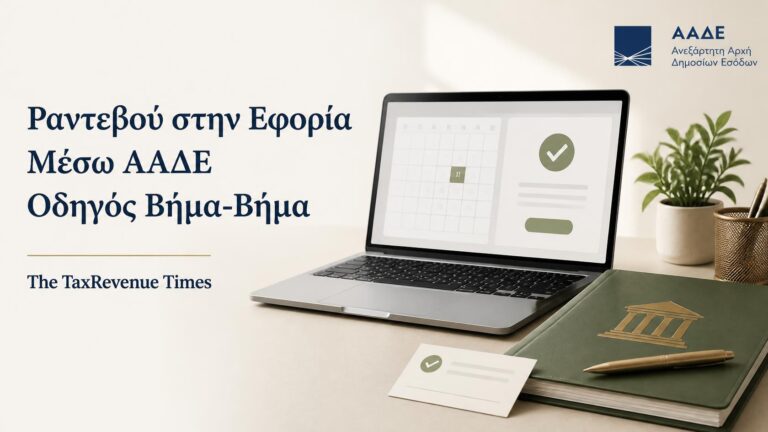 Ραντεβού στην εφορία μέσω ΑΑΔΕ με ηλεκτρονική επιλογή ημερομηνίας και οριστικοποίηση της κράτησης.