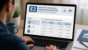 Ιδιοκτήτης βρίσκει online το έντυπο Ε2 με την αναλυτική κατάσταση μισθωμάτων.