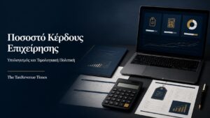 Κατάσταση πωλήσεων και κόστους με αριθμομηχανή για τον υπολογισμό του ποσοστού κέρδους μιας επιχείρησης.