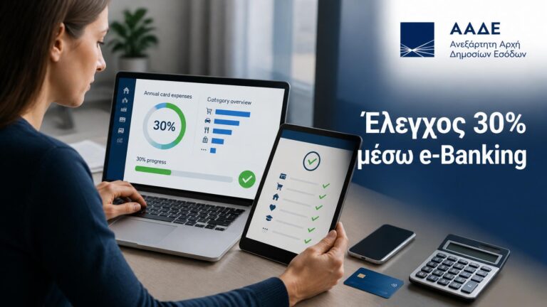 Πολίτης ελέγχει μέσω e-banking αν έχει καλύψει το 30% του εισοδήματος με ηλεκτρονικές αποδείξεις.