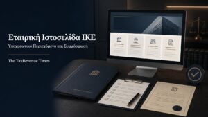 Εταιρική ιστοσελίδα ΙΚΕ και φάκελος συμμόρφωσης με τις υποχρεωτικές εταιρικές πληροφορίες.