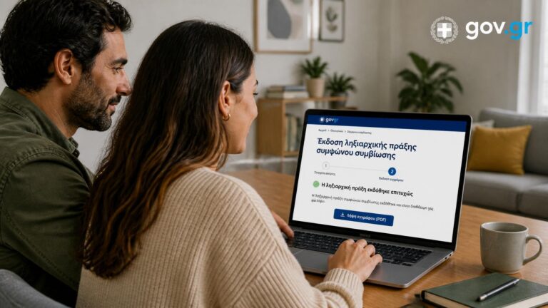 Ζευγάρι εκδίδει online ληξιαρχική πράξη συμφώνου συμβίωσης μέσω gov.gr.
