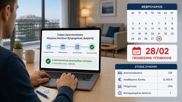 Διαχειριστής ακινήτου οριστικοποιεί την ετήσια δήλωση στο Μητρώο Βραχυχρόνιας Διαμονής.