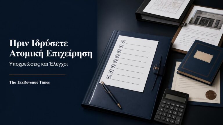 Φάκελος προετοιμασίας και checklist με τους βασικούς ελέγχους πριν από την ίδρυση ατομικής επιχείρησης.