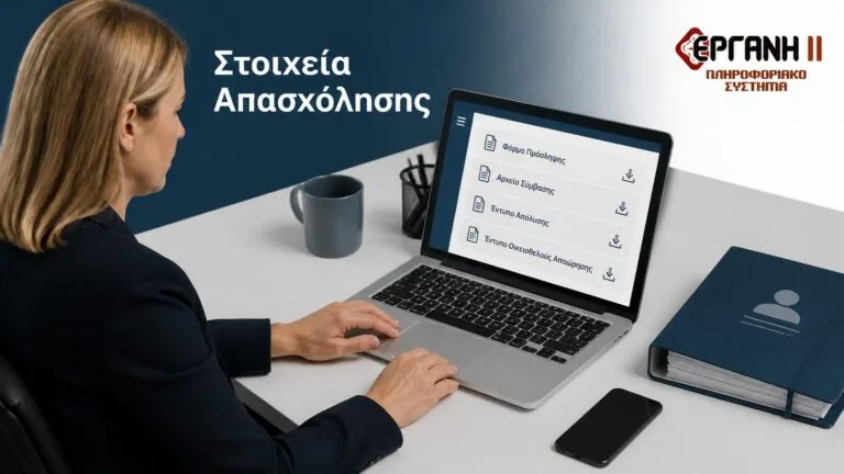 Εργαζόμενος βρίσκει έντυπα πρόσληψης, απόλυσης και αποχώρησης στο myErgani.