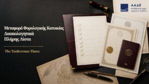 Μεταφορά φορολογικής κατοικίας και πλήρης λίστα δικαιολογητικών που απαιτούνται για την υποβολή στην ελληνική φορολογική διοίκηση.