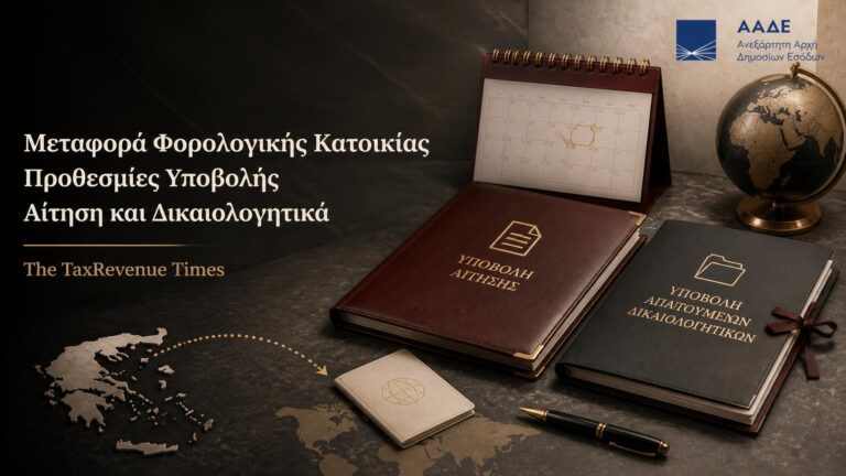 Μεταφορά φορολογικής κατοικίας με προθεσμίες υποβολής αίτησης και απαιτούμενων δικαιολογητικών στην ΑΑΔΕ.