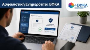 Πολίτης εκδίδει ηλεκτρονικά ασφαλιστική ενημερότητα μέσω της υπηρεσίας e-ΕΦΚΑ.