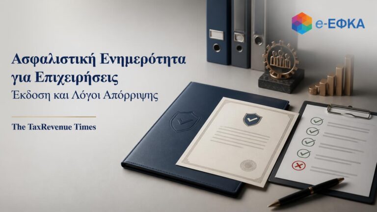 Ασφαλιστική ενημερότητα επιχειρήσεων από τον e-ΕΦΚΑ, ηλεκτρονική έκδοση, προϋποθέσεις και έλεγχος λόγων απόρριψης.