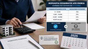 Ιδιοκτήτης υπολογίζει τη φορολογία ενοικίων με την κλίμακα που ίσχυε έως το τέλος του 2025.