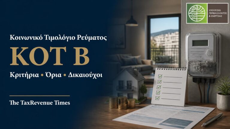 Κριτήρια ΚΟΤ Β για το Κοινωνικό Τιμολόγιο Ρεύματος, με εισοδηματικά και περιουσιακά όρια, δικαιούχους και όρια κατανάλωσης ηλεκτρικής ενέργειας.
