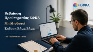 Βεβαίωση προϋπηρεσίας ΕΦΚΑ για μη μισθωτούς με ηλεκτρονική έκδοση, ασφαλιστικά στοιχεία και έγγραφο βεβαίωσης.
