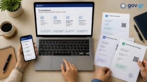 Πολίτης εκδίδει ψηφιακά έγγραφα gov.gr, όπως υπεύθυνη δήλωση, εξουσιοδότηση και βεβαίωση εγγράφου.