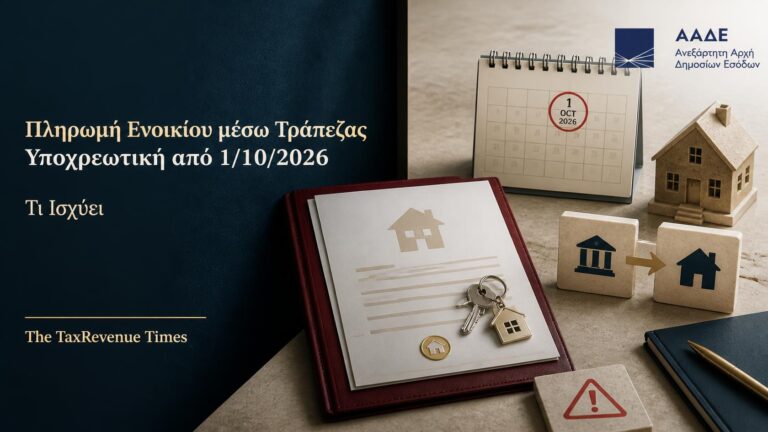 Υποχρεωτική πληρωμή ενοικίου μέσω τράπεζας από 1 Οκτωβρίου 2026, με τραπεζική καταβολή μισθώματος και έλεγχο συμμόρφωσης.