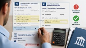 Ιδιοκτήτης συμπληρώνει τους σωστούς κωδικούς Ε1 και Ε2 για ανείσπρακτα ενοίκια.