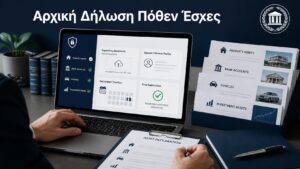 Υπόχρεος συμπληρώνει αρχική δήλωση Πόθεν Έσχες με στοιχεία περιουσιακής κατάστασης.