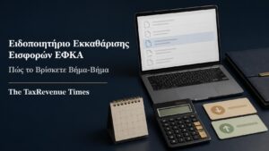 Ειδοποιητήριο εκκαθάρισης ασφαλιστικών εισφορών ΕΦΚΑ μη μισθωτών με χρεωστικό ή πιστωτικό αποτέλεσμα.