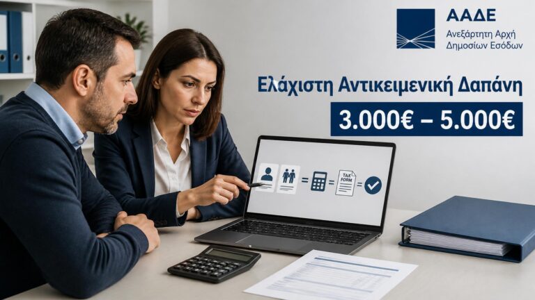 Φορολογούμενος εξετάζει το τεκμήριο ελάχιστης αντικειμενικής δαπάνης των 3.000 και 5.000 ευρώ στη φορολογική δήλωση.