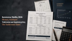 Κατώτατος μισθός 2026 με πίνακες αποδοχών για υπαλλήλους και εργατοτεχνίτες, ανά προϋπηρεσία και τριετίες.