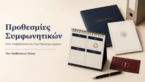 Ημερολόγιο τριμηνιαίων προθεσμιών και φάκελος συμφωνητικών για την εμπρόθεσμη υποβολή και τα σχετικά πρόστιμα.