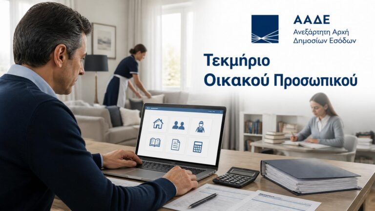 Φορολογούμενος εξετάζει το τεκμήριο για οικιακούς βοηθούς, δασκάλους και προσωπικό στη φορολογική δήλωση Ε1.