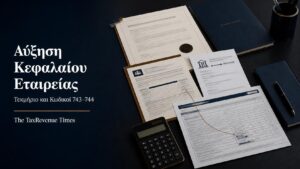 Εταιρική απόφαση και φορολογικά έγγραφα για την αύξηση κεφαλαίου εταιρείας και το τεκμήριο απόκτησης.