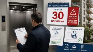 Διαχειριστής πολυκατοικίας ολοκληρώνει την απογραφή ανελκυστήρα πριν από την προθεσμία.