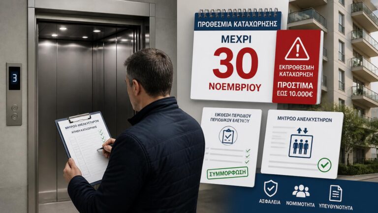 Διαχειριστής πολυκατοικίας ολοκληρώνει την απογραφή ανελκυστήρα πριν από την προθεσμία.