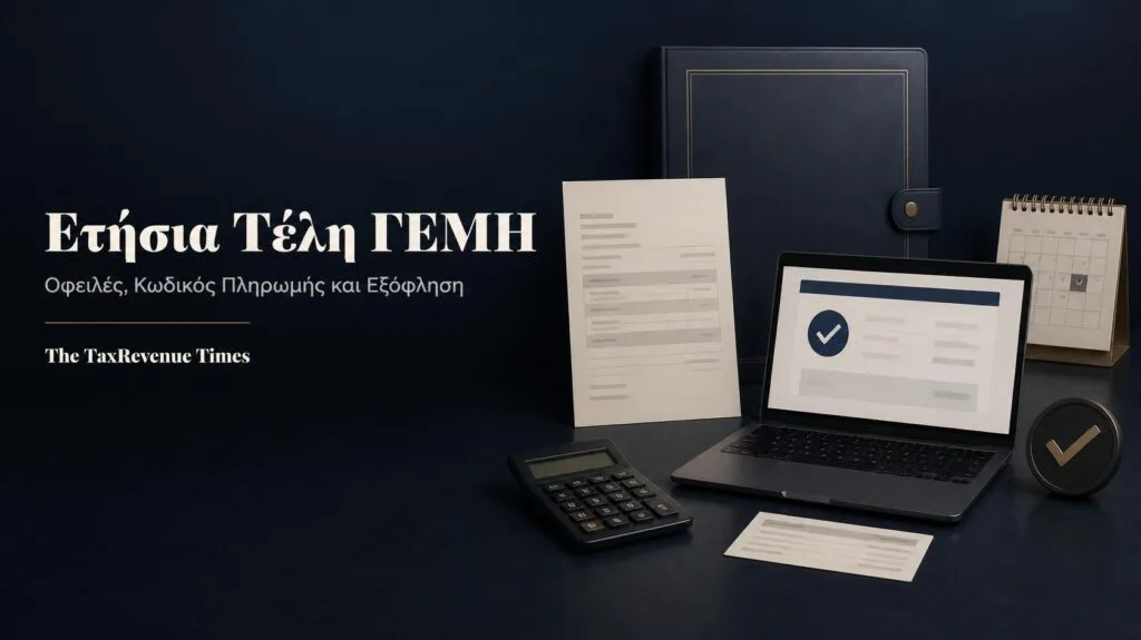 Ετήσια τέλη τήρησης μερίδας ΓΕΜΗ με ειδοποίηση οφειλής, κωδικό πληρωμής και ηλεκτρονική εξόφληση.