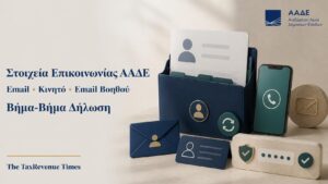 Στοιχεία επικοινωνίας στην ΑΑΔΕ και διαδικασία δήλωσης ή αλλαγής email, κινητού τηλεφώνου, σταθερού και email βοηθού.