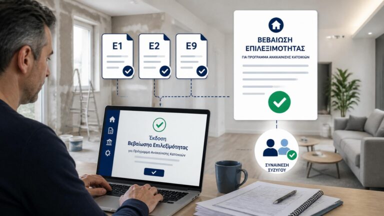 Ιδιοκτήτης εκδίδει βεβαίωση επιλεξιμότητας για πρόγραμμα ανακαίνισης κατοικίας.