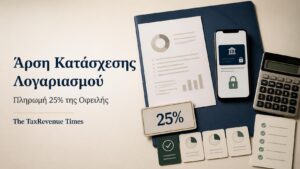 Άρση κατάσχεσης τραπεζικού λογαριασμού με πληρωμή του 25% της φορολογικής οφειλής και ρύθμιση του υπολοίπου.