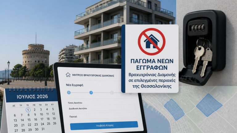 Διαμέρισμα στη Θεσσαλονίκη με ένδειξη παγώματος νέων εγγραφών βραχυχρόνιας μίσθωσης.