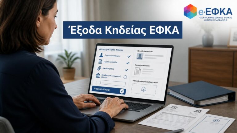 Πολίτης υποβάλλει ηλεκτρονική αίτηση πληρωμής εξόδων κηδείας μέσω e-ΕΦΚΑ.