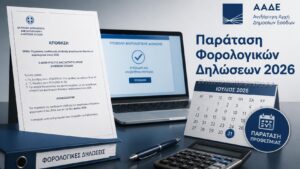 Επίσημη απόφαση της ΑΑΔΕ για την παράταση υποβολής των φορολογικών δηλώσεων 2026.