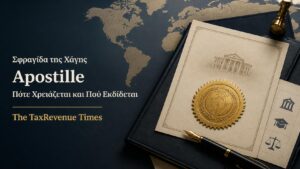 Σφραγίδα της Χάγης Apostille για επίσημα έγγραφα, με πληροφορίες για το πότε απαιτείται και ποια υπηρεσία είναι αρμόδια.