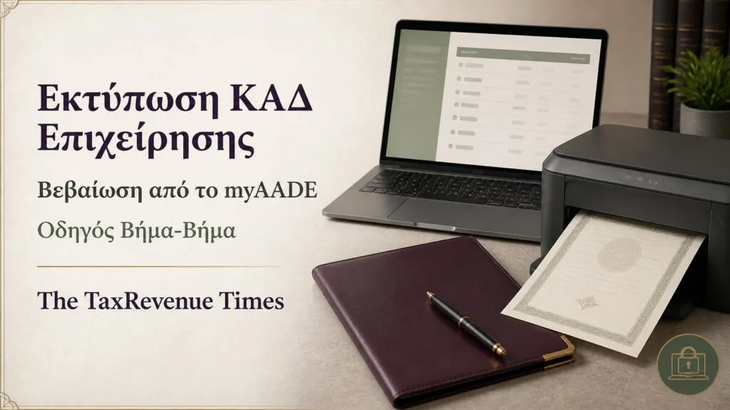 Εκτύπωση ΚΑΔ επιχείρησης και έκδοση της σχετικής βεβαίωσης ηλεκτρονικά από το myAADE.