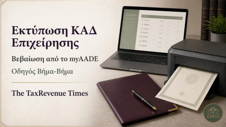 Εκτύπωση ΚΑΔ επιχείρησης και έκδοση της σχετικής βεβαίωσης ηλεκτρονικά από το myAADE.