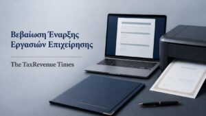 Εκτύπωση βεβαίωσης έναρξης εργασιών επιχείρησης από την ΑΑΔΕ με ηλεκτρονική έκδοση και εκτύπωση του εγγράφου.